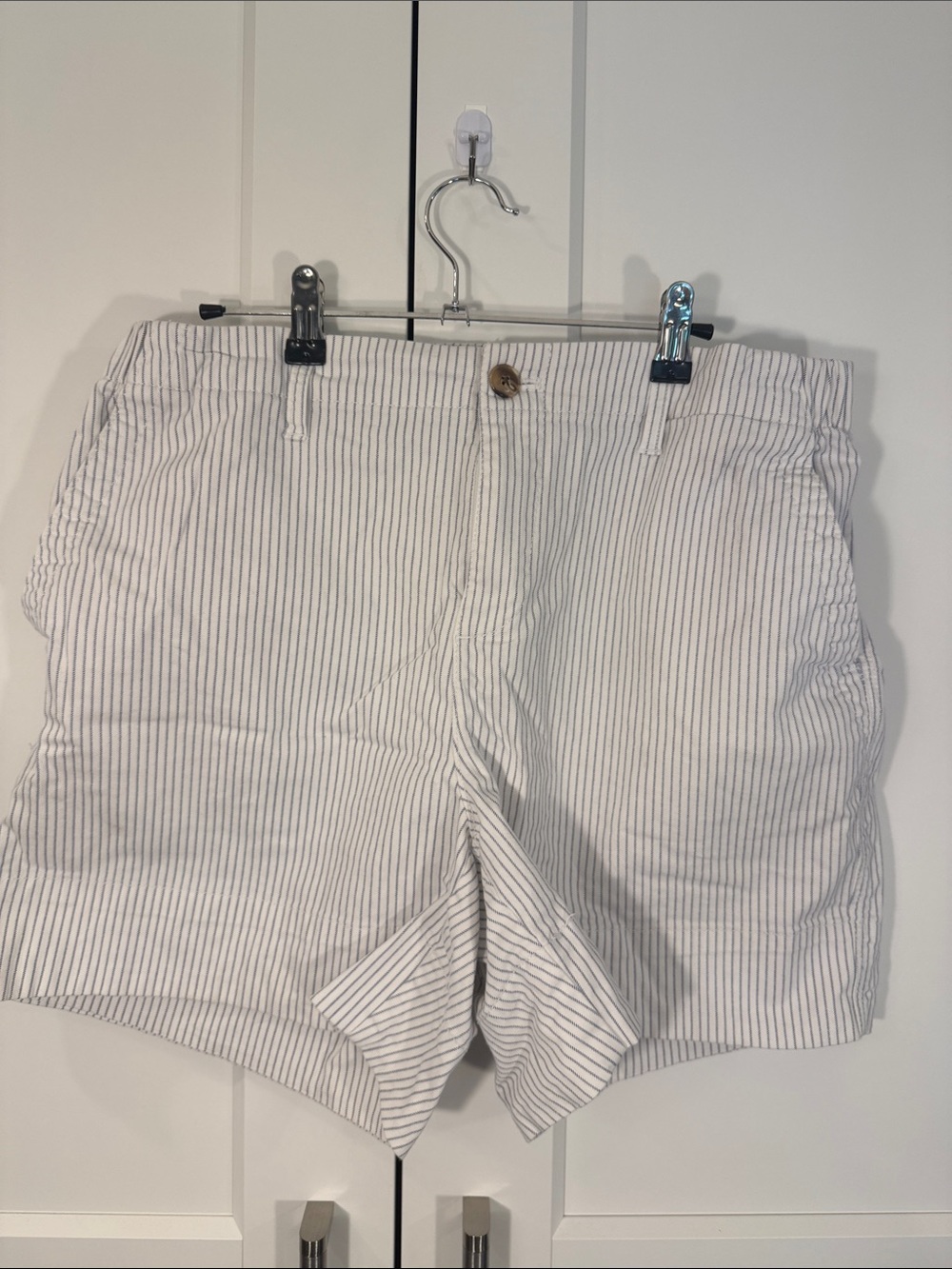 Old Navy White Shorts with Thin Navy Stripes